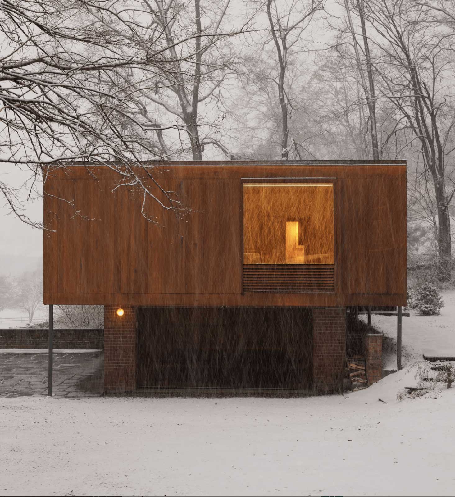 Photo of the Philip Johnson house.